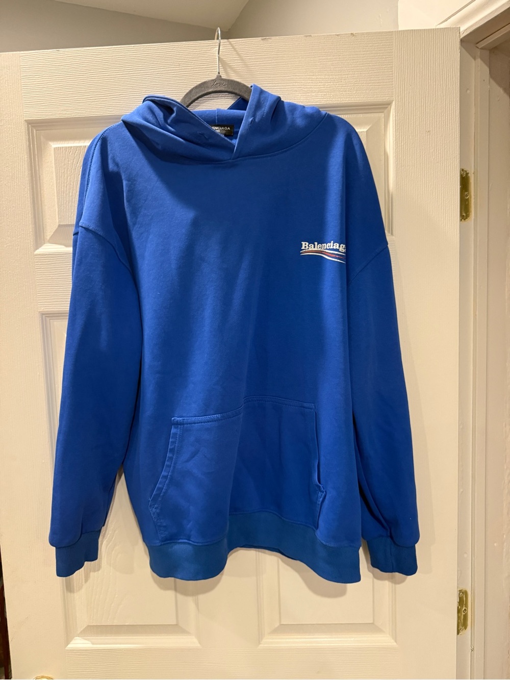 Balenciaga Royal Blue Pullover Hoodie with Subtle Logo
